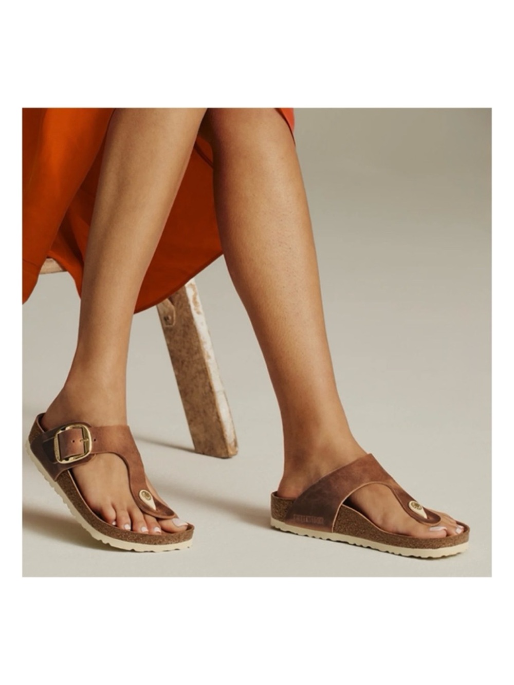 Birkenstock Gizeh Big Buckle Sandal in Cognac Size 38 EU/7.5 US - Picture 2 of 13